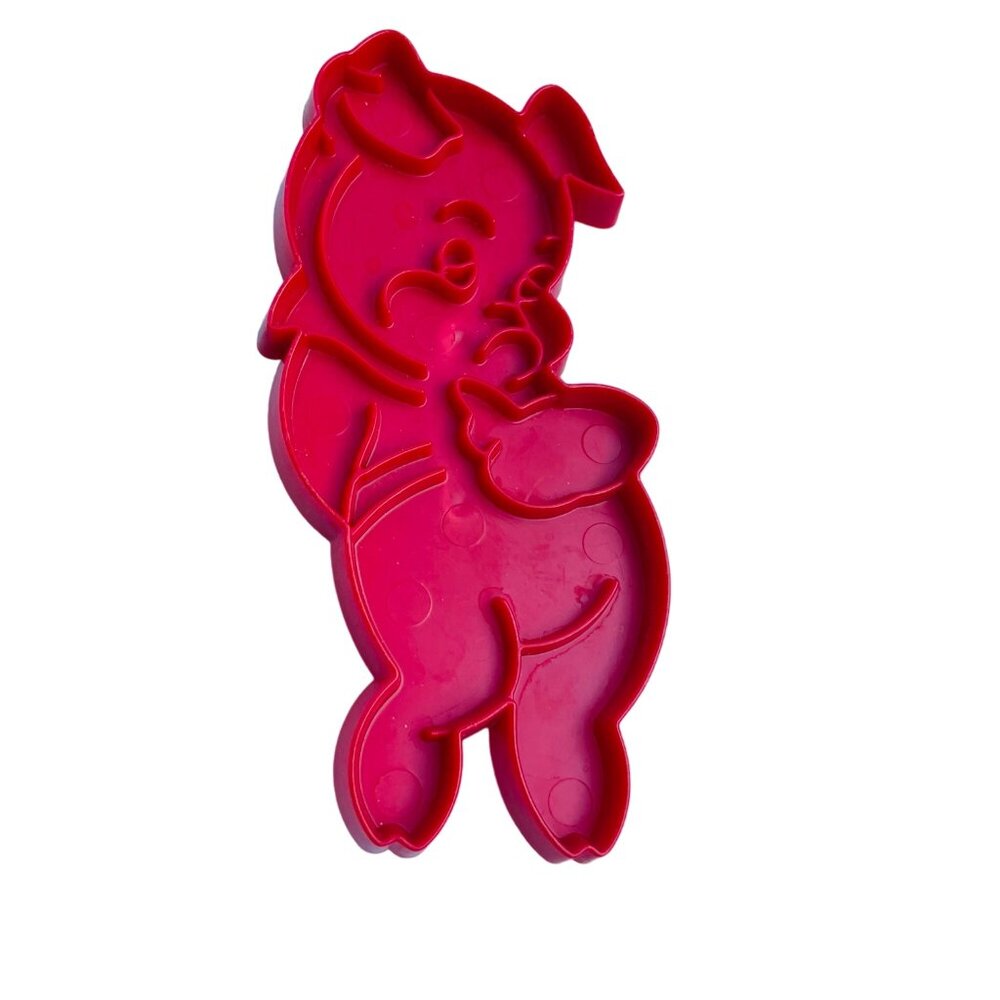 Pig-Shaped Plastic Cookie Cutter With Handle For Baking Enthusiasts Vintage Red